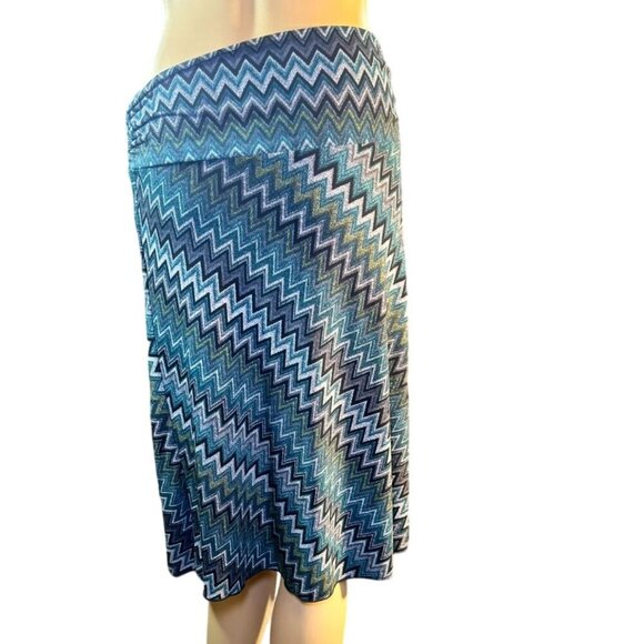 (5 for $25) Wrapper Artsy Chevron Midi Skirt Size Medium - Picture 3 of 4